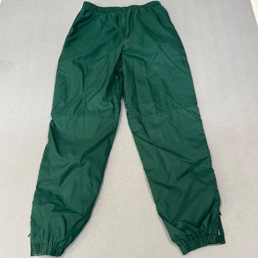Adidas Track Pants Mens S Green Vintage Elastic Waist Tapered Leg Striped Trim